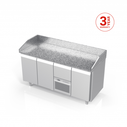 Kühltisch, 3½ Abteile, mit Granit-Tischplatte